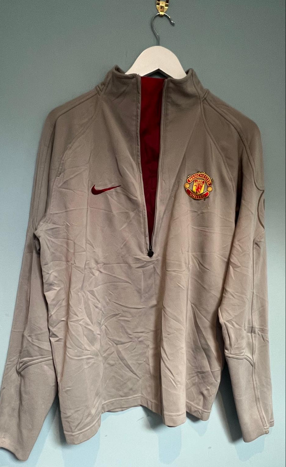 Manchester United 2004-2006 Nike 1/4 Zip Training Top Grey