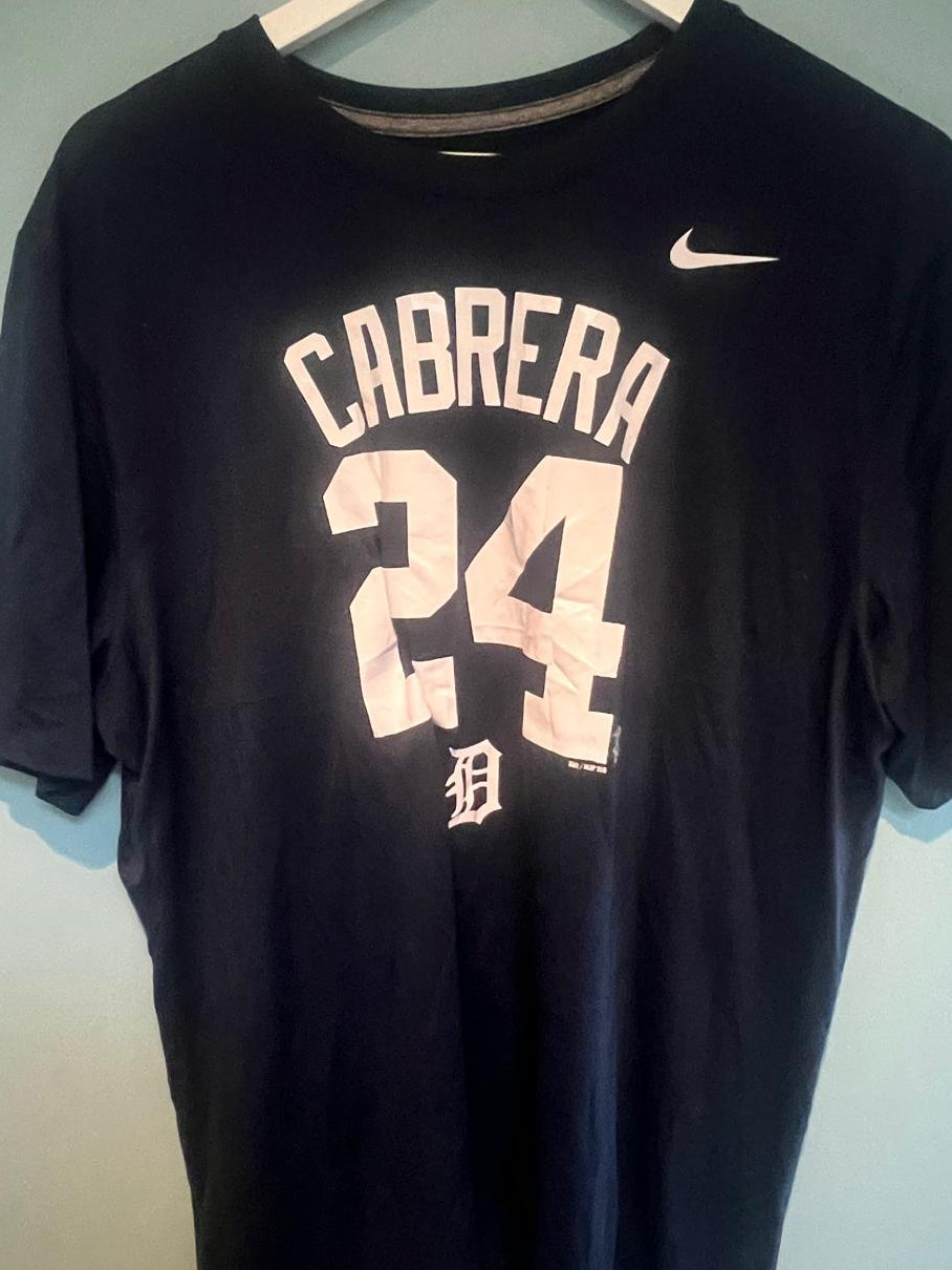 Nike Official MLB Detroit Tigers Tee Shirt #24 Cabrera Large