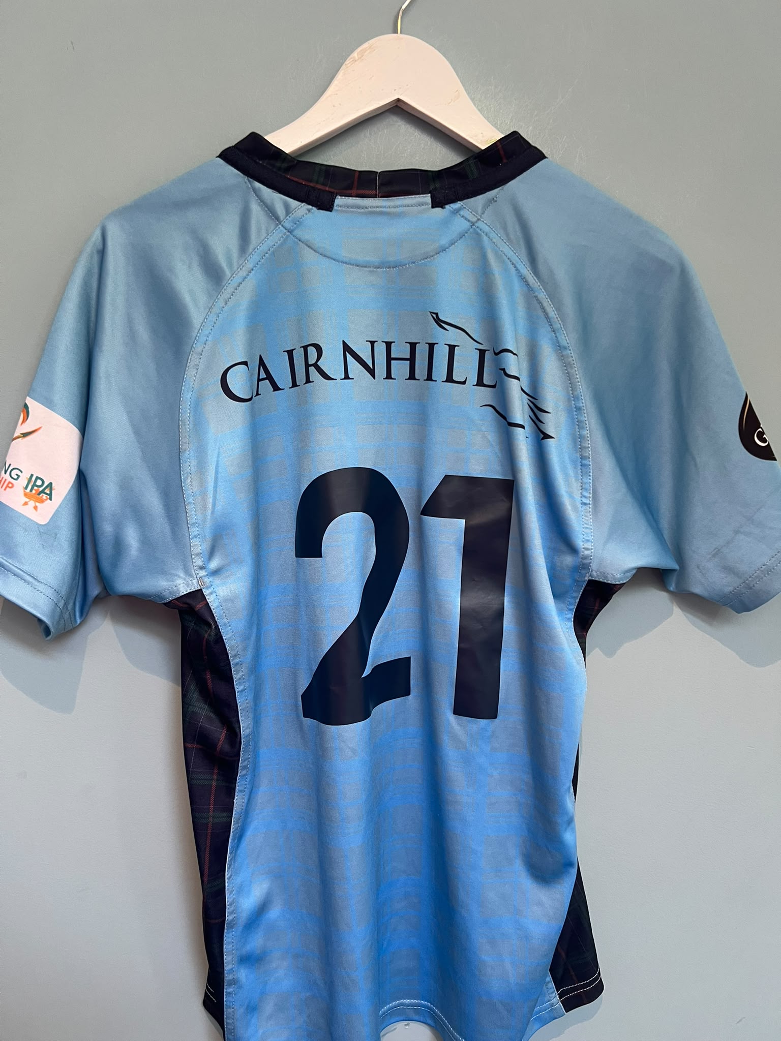 2018/2019 London Scottish Match Worn Away Shirt Medium Macron